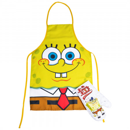 SpongeBob SquarePants Big Face Cooking Apron and Oven Mitt Set